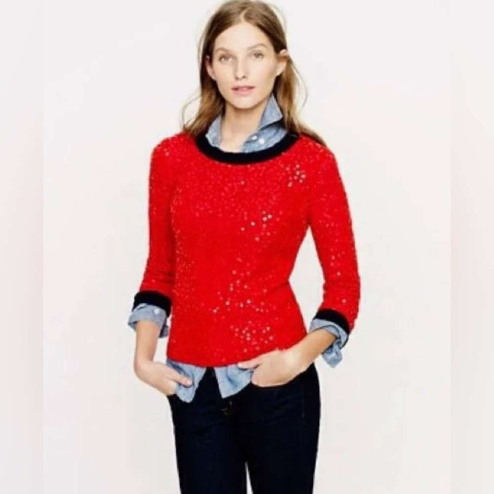 J. Crew Red Crew Neck Sweater